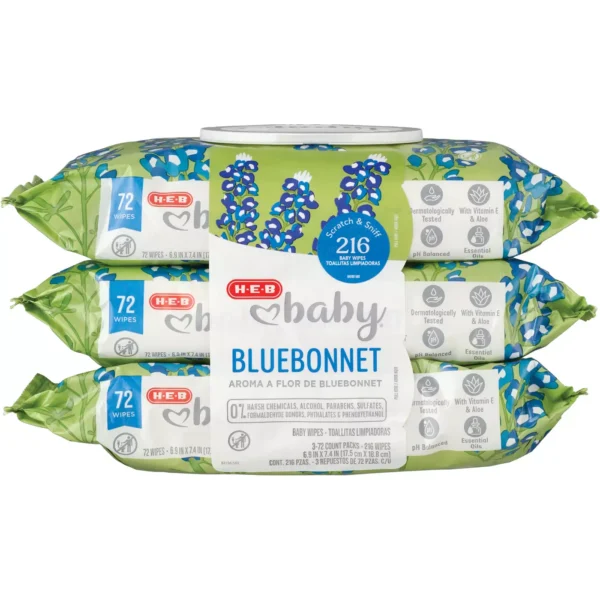 Baby Wipes - Bluebonnet, 72 ct